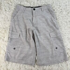 Vintage No Fear Performance Mens Cargo Shorts Gray Textured Size 30 Casual 90s